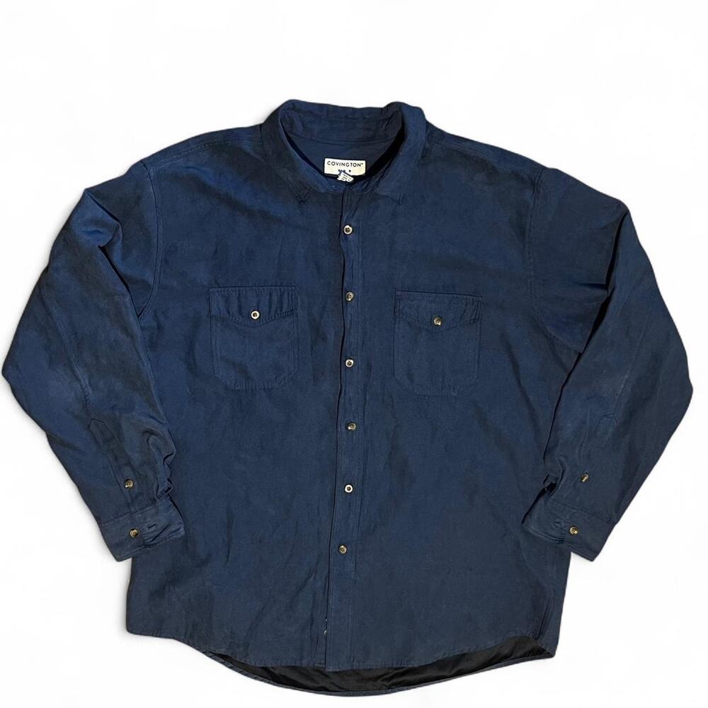 Covington Corduroy Button Down Shirt Mens XL Blue Long Sleeve Casual